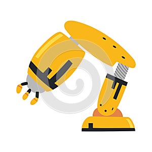 Robotic arm, hand. Vector robot icons set. Industrial technology and factory symbols. Flat illustration isolated on