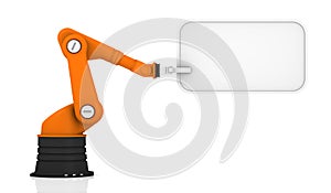 Robotic arm holding tag