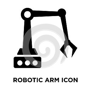 Robotic arm icon vector isolated on white background, logo concept of Robotic arm sign on transparent background, black filled