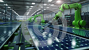 The robotic arm installing solar panels.AI generated image