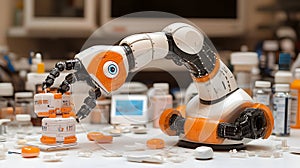 Robotic arm interacting with objects in laboratory setting