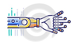 Robotic Arm Interface, Futuristic Human-Machine Interaction, vector design Generative AI