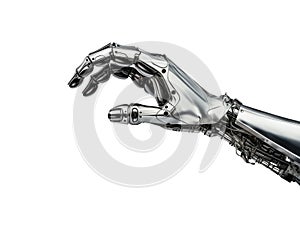 Robotic Arm Isolated on Transparent Background with Clipping Path Cutout: Concept for Future of Mechanics, Tech Engineering