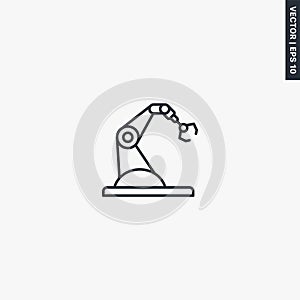 Robotic arm machine, linear style sign for mobile concept and web design