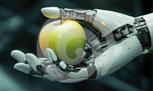 Robotic arm offering a fresh apple