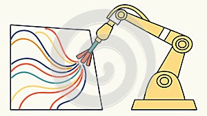 Robotic Arm Painting Abstract Art Automation Creativity Vector, vector design Generative AI photo