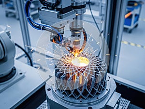 Robotic arm performing precision welding in industrial setting