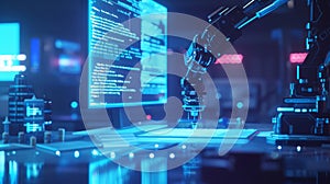 Robotic arm programming on a futuristic interface