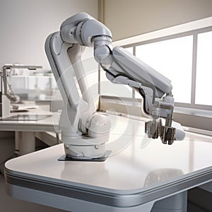 A robotic arm quickly yzing large amounts of data to prioritize those cases in most need of attention. . AI generation