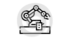 robotic arm robot line icon animation