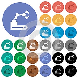 Robotic arm round flat multi colored icons photo