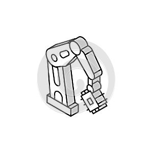 robotic arm semiconductor manufacturing isometric icon vector illustration