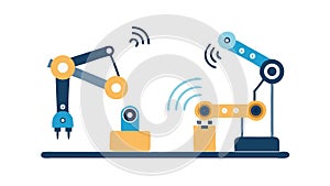 Robotic Arm in Smart Factory, Automated Manufacturing, vector design Generative AI