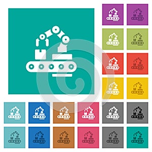 Robotic arm square flat multi colored icons photo