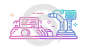 Robotic Arm Working on Futuristic Tech Assembly, vector design Generative AI
