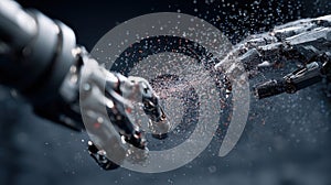 Robotic arm interacting with smartdust particles