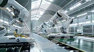The robotic arms in factory. AI generated photo