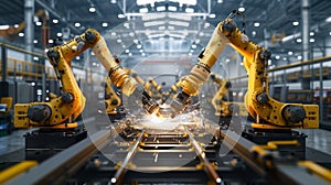 The robotic arms welding.AI generated image photo