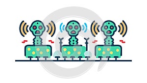 Robotic Assembly Line Industrial Automation Tech, vector design Generative AI