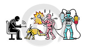 Robotic Assistance: Human-Robot Collaboration Support, vector design Generative AI