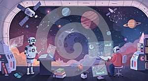 AI and Human Collaboration in Futuristic Space Lab