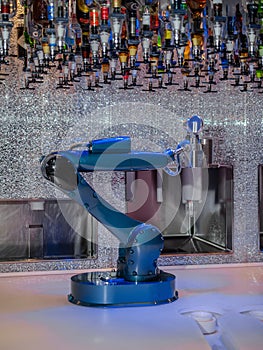 Robotic Bartender Pouring a Drink, robotic arm