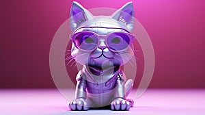 A futuristic robot cat with metallic design. photo