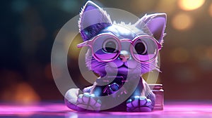 A futuristic robot cat with metallic design. photo