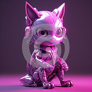 A futuristic robot cat with metallic design. photo