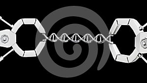 robotic claws grip a strand of DNA