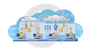 Robotic cloud control: Advanced industrial automation and smart systems, vector design Generative AI