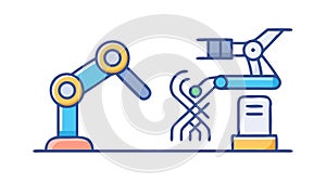 Robotic Construction and Building Automation Icon, Smart Factory, vector design Generative AI