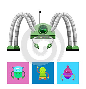 Robotic Creatures Collection Vector Illustration