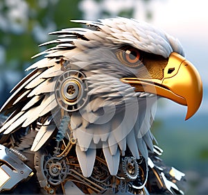 Robotic Eagle Soaring in the Machine Realm, Majestic Fusion of Nature and Technolo