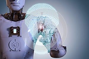 Robotic hand with circuit board in lightbulb shape