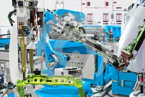 Robotic hand control robot industry in automotive manufacture, Future technology concept