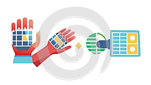 Robotic Hand Data Interaction, AI and Digital Technology, vector design Generative AI