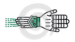 Robotic Hand with Digital Interface, AI Interaction, Smart Device, vector design Generative AI