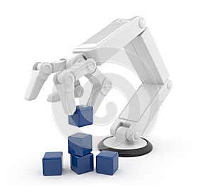 Robotic hand gather cube 3d. AI