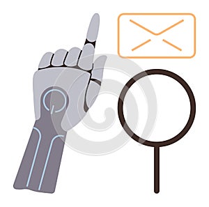 Robotic Hand Interacting with Email and Search Concept Elements