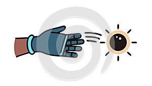 Robotic Hand Interacting with Light, vector design Generative AI