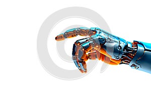 A robotic hand its digitized index finger extended. Generative AI