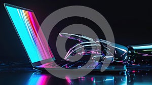 The robotic hand on laptop.AI generated image