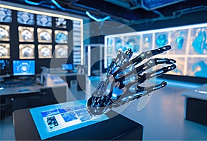 Robotic hand demonstrates advanced technology with precision and innovation.AI Generated