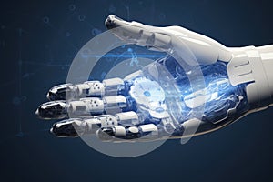 Robotic on dark background with copy space. Generative AI