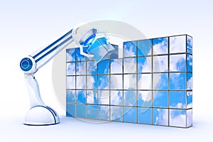 Robotic hand with two cubes