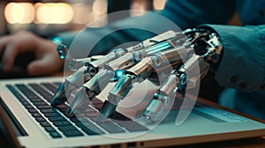 The Robotic Hand Typing.AI generated image