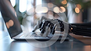 The robotic hand typing.AI generated image