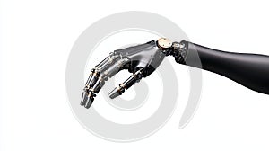 Robotic hand on white isolate background