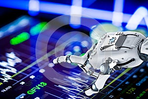 Robotic hand working with digital tablet